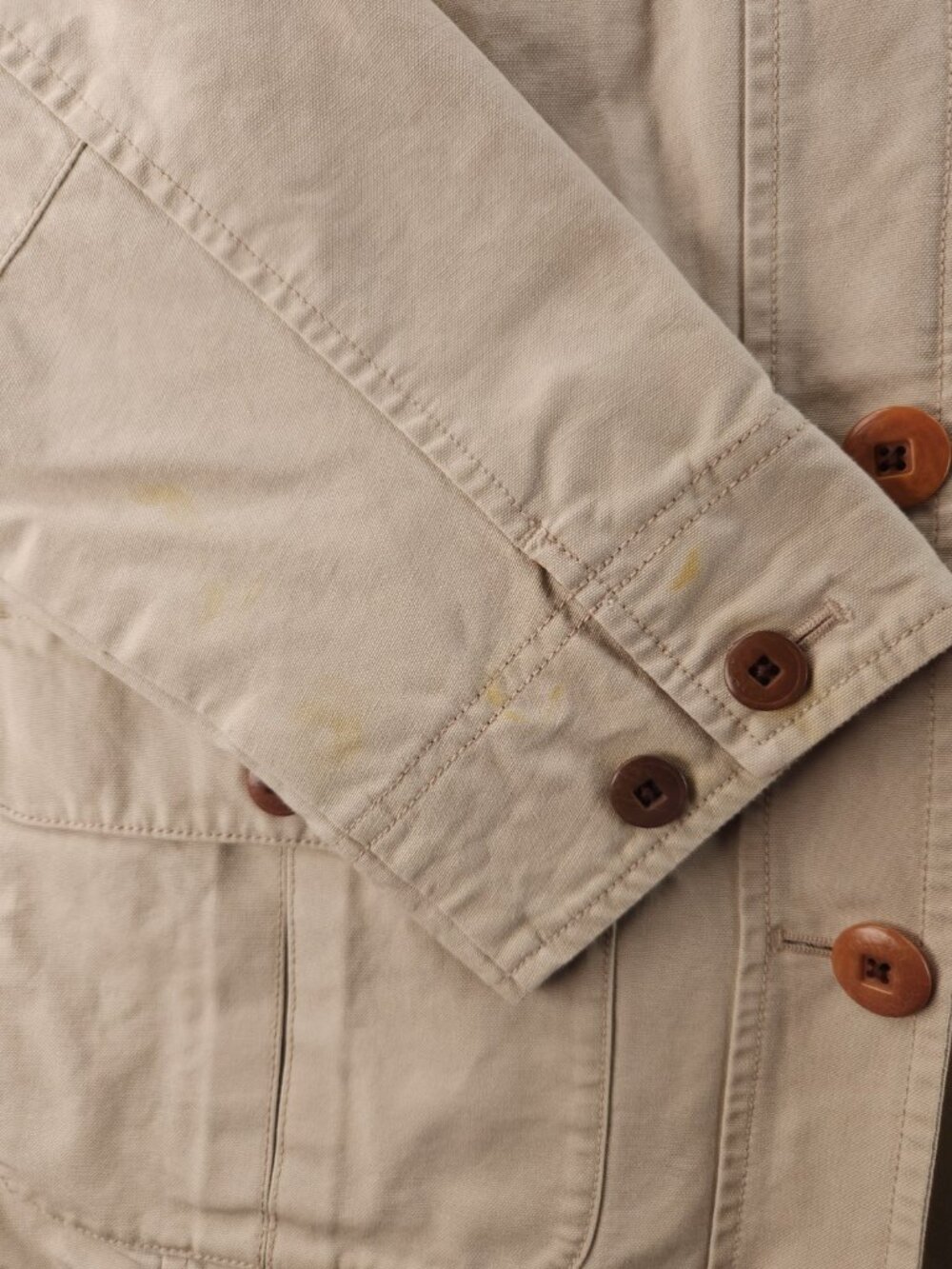 LL Bean Chore Coat Canvas Farm Ranch Barn Beige Small Petite Collared 267092 - Picture 2 of 16